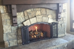 IronhausFireplaceRefaceLargeMantelInstalledFireDoorsOpen