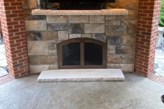 Handcrafted Arch with Cabinet Mesh Doors, Contemporary handle in Distressed Medium Bronze