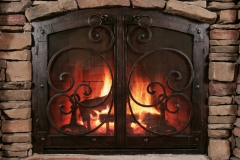 Ironhaus Arched Cabinet Door Distressed Black Copper - Mediterranean Design With Grande Handles